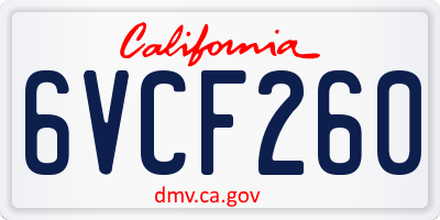 CA license plate 6VCF260