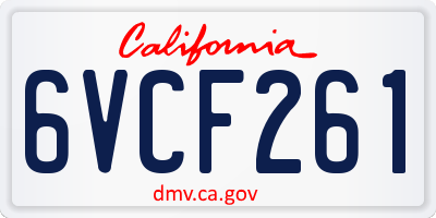 CA license plate 6VCF261