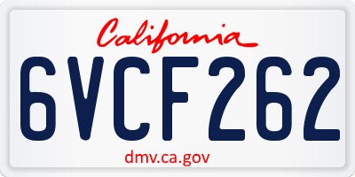 CA license plate 6VCF262