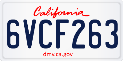 CA license plate 6VCF263