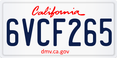 CA license plate 6VCF265
