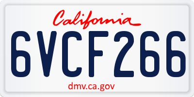 CA license plate 6VCF266