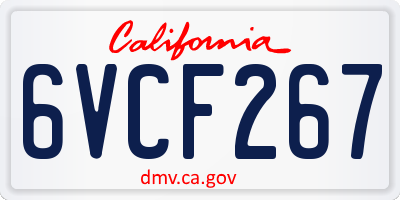 CA license plate 6VCF267