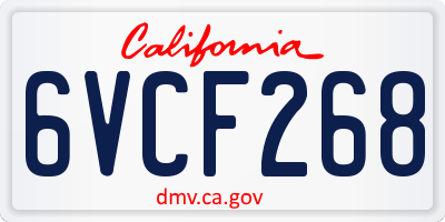CA license plate 6VCF268