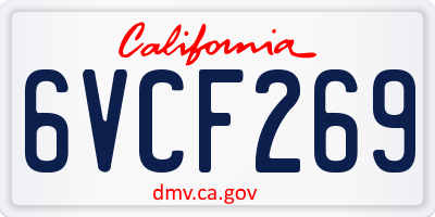 CA license plate 6VCF269