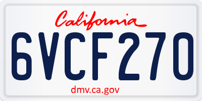 CA license plate 6VCF270