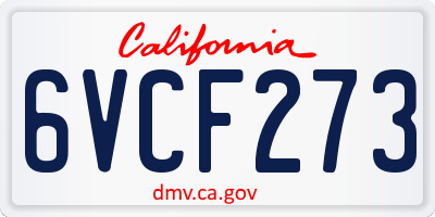 CA license plate 6VCF273