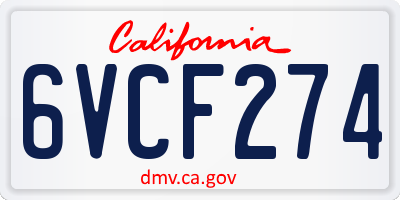 CA license plate 6VCF274