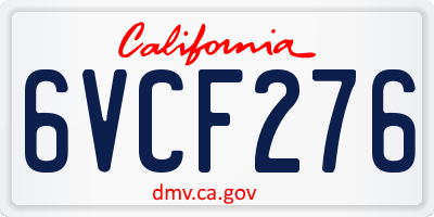 CA license plate 6VCF276