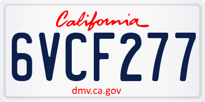 CA license plate 6VCF277
