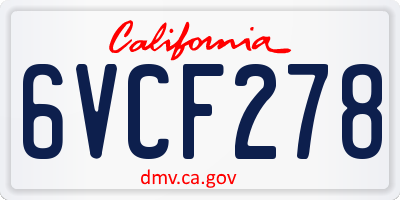CA license plate 6VCF278