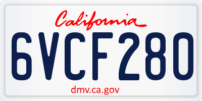 CA license plate 6VCF280