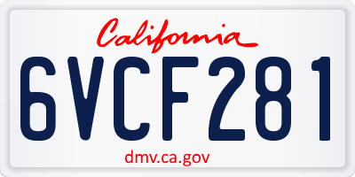 CA license plate 6VCF281