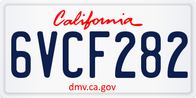 CA license plate 6VCF282