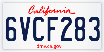 CA license plate 6VCF283