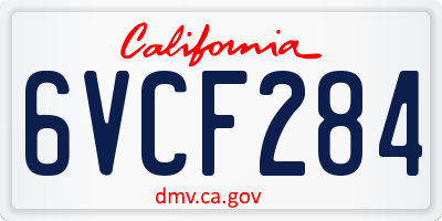 CA license plate 6VCF284