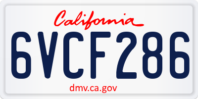 CA license plate 6VCF286