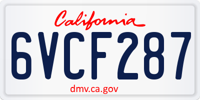 CA license plate 6VCF287