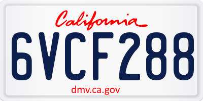 CA license plate 6VCF288