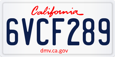 CA license plate 6VCF289