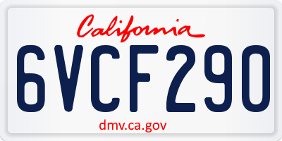 CA license plate 6VCF290