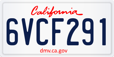 CA license plate 6VCF291