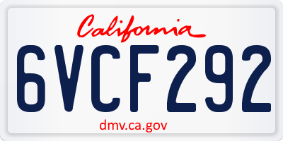 CA license plate 6VCF292