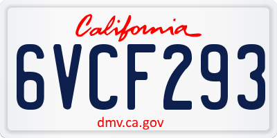 CA license plate 6VCF293