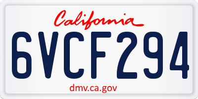 CA license plate 6VCF294