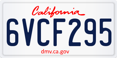 CA license plate 6VCF295