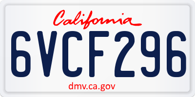 CA license plate 6VCF296