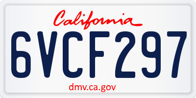 CA license plate 6VCF297