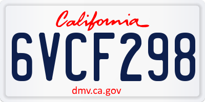 CA license plate 6VCF298