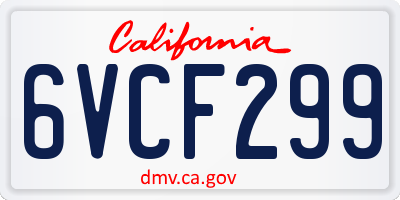CA license plate 6VCF299