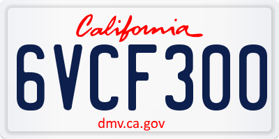CA license plate 6VCF300