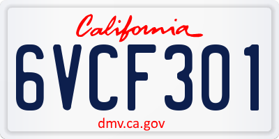 CA license plate 6VCF301