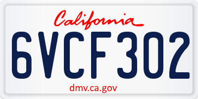 CA license plate 6VCF302