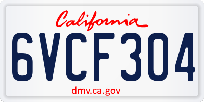 CA license plate 6VCF304