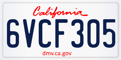 CA license plate 6VCF305