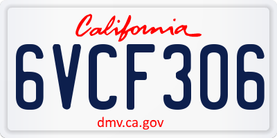 CA license plate 6VCF306