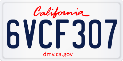 CA license plate 6VCF307