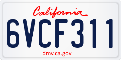 CA license plate 6VCF311