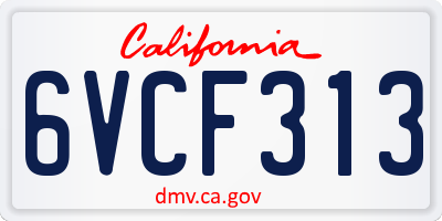 CA license plate 6VCF313