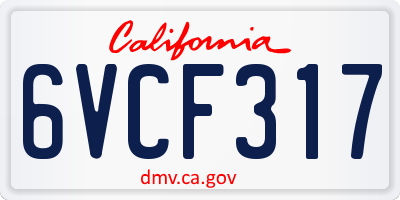 CA license plate 6VCF317