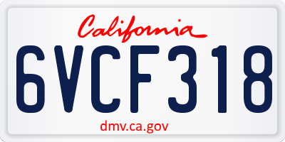 CA license plate 6VCF318