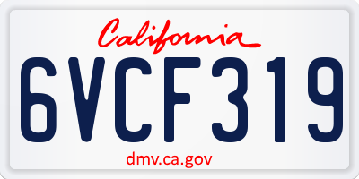 CA license plate 6VCF319