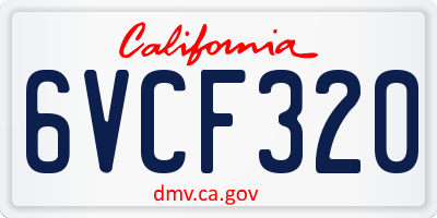 CA license plate 6VCF320