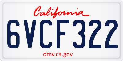 CA license plate 6VCF322