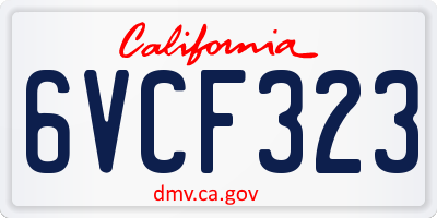 CA license plate 6VCF323
