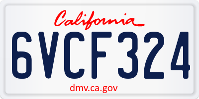 CA license plate 6VCF324
